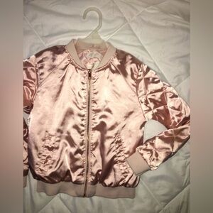 H & M Satin Pink Bomber Jacket
